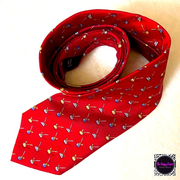 Salvatore Ferragamo Other - Vintage Salvatore Ferragamo Red Inkwell Silk Tie GVC